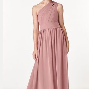 Dusty Rose one shoulder, junior bridesmaid dress